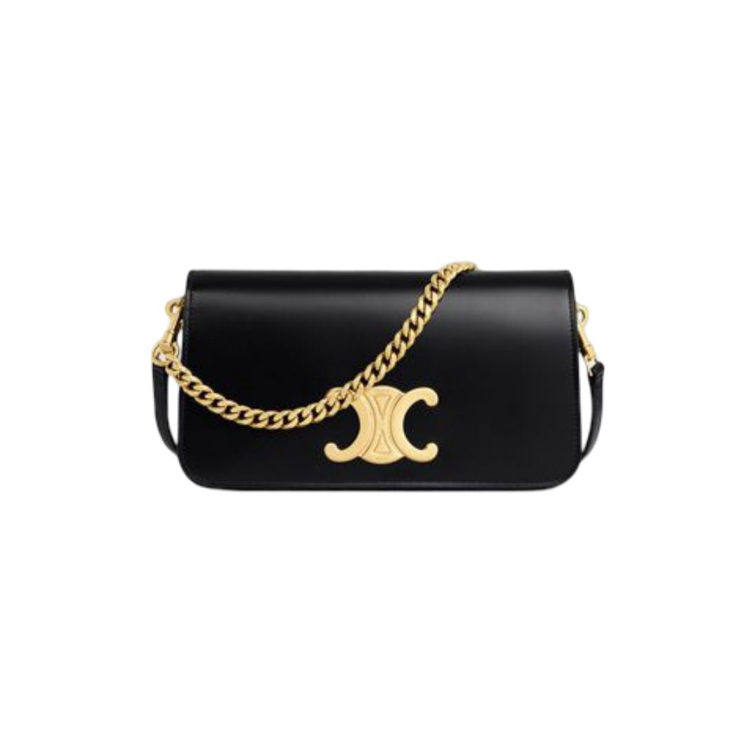 CELINE Leather Clutch with Removable Chain Handle - Size 20.5cm x 11cm