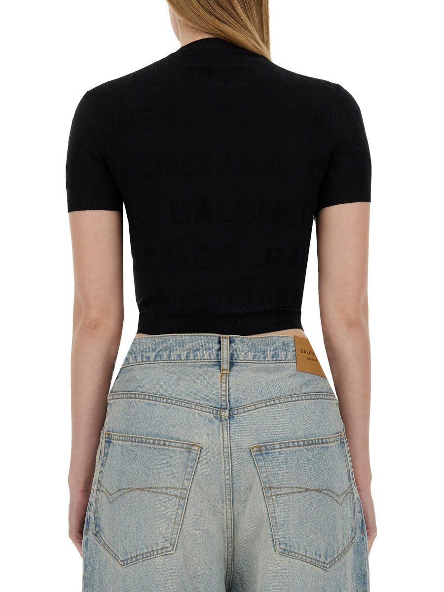 BALENCIAGA Cropped Viscose Mini Shirt - Women's