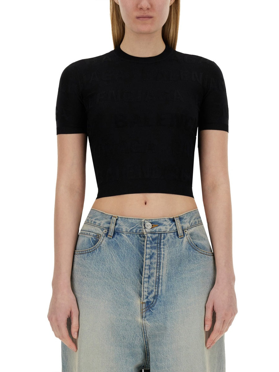 BALENCIAGA Cropped Viscose Mini Shirt - Women's