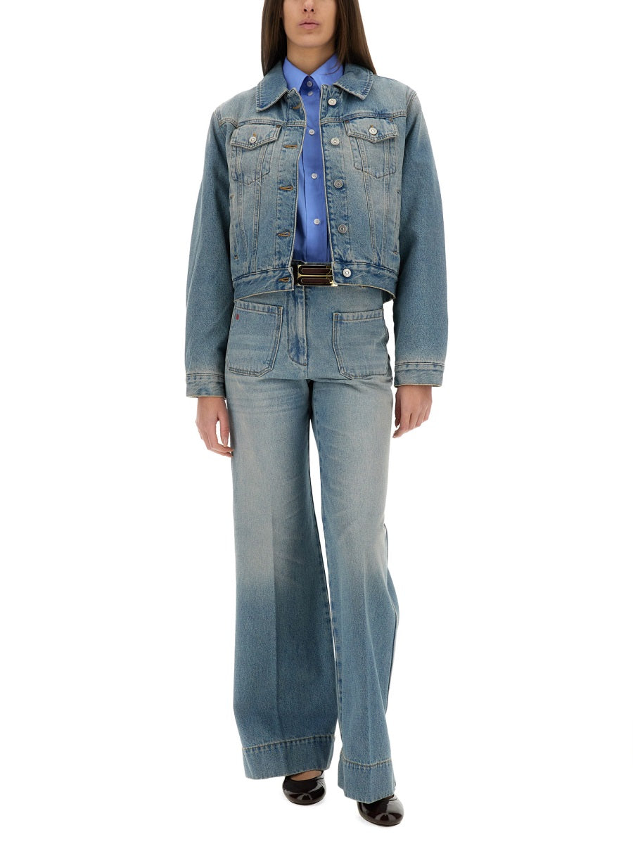 VICTORIA BECKHAM Padded Denim Jacket - Size 8 UK