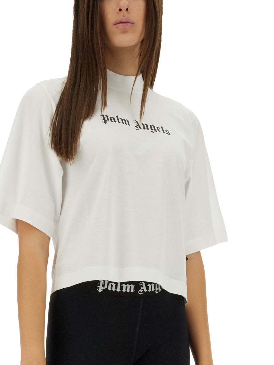PALM ANGELS Cropped Logo T-Shirt for Women