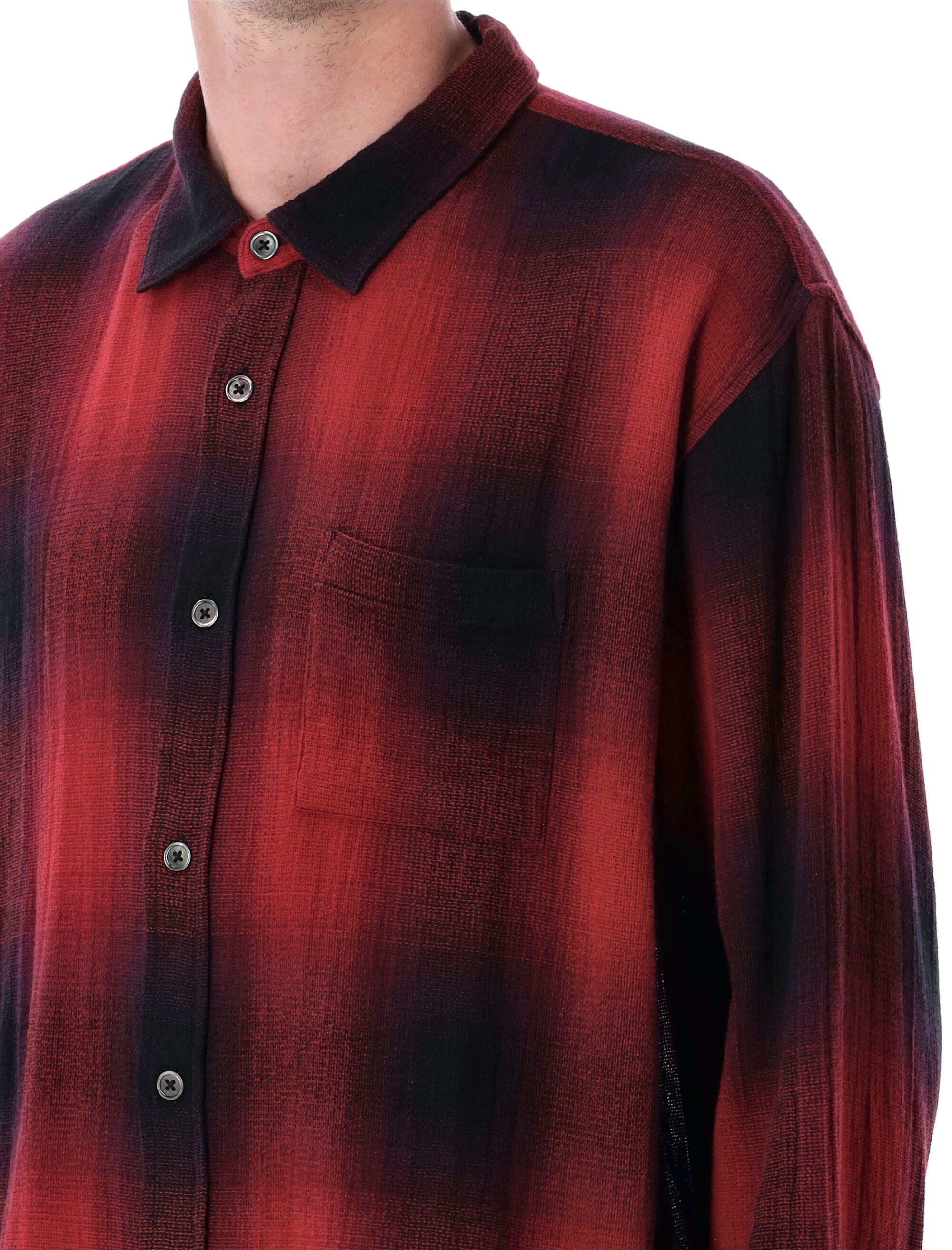 STUSSY Relaxed Fit Loose Weave Plaid Shirt - Men's Large