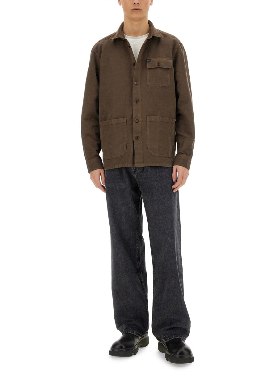 FAY Linen-Cotton Blend Shirt Jacket - Size L