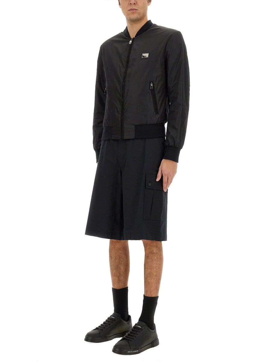 DOLCE & GABBANA Men's Logo Plaque Jacket - Size 48