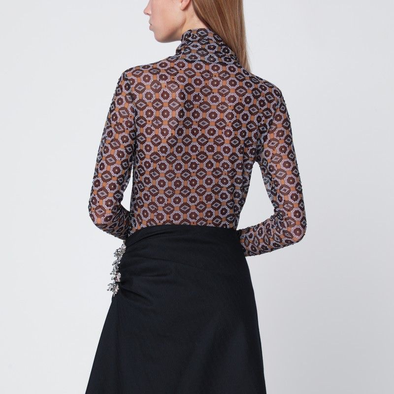 DRIES VAN NOTEN Semi-Transparent Printed Turtleneck Jumper