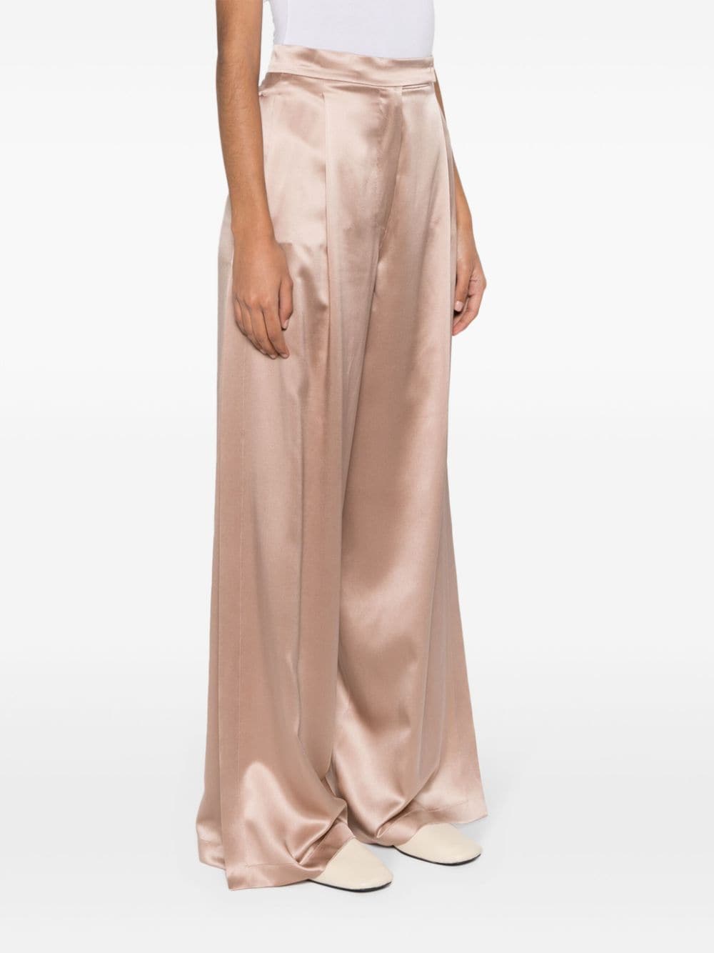 MAX MARA PIANOFORTE Wide-Leg Satin Silk Trousers