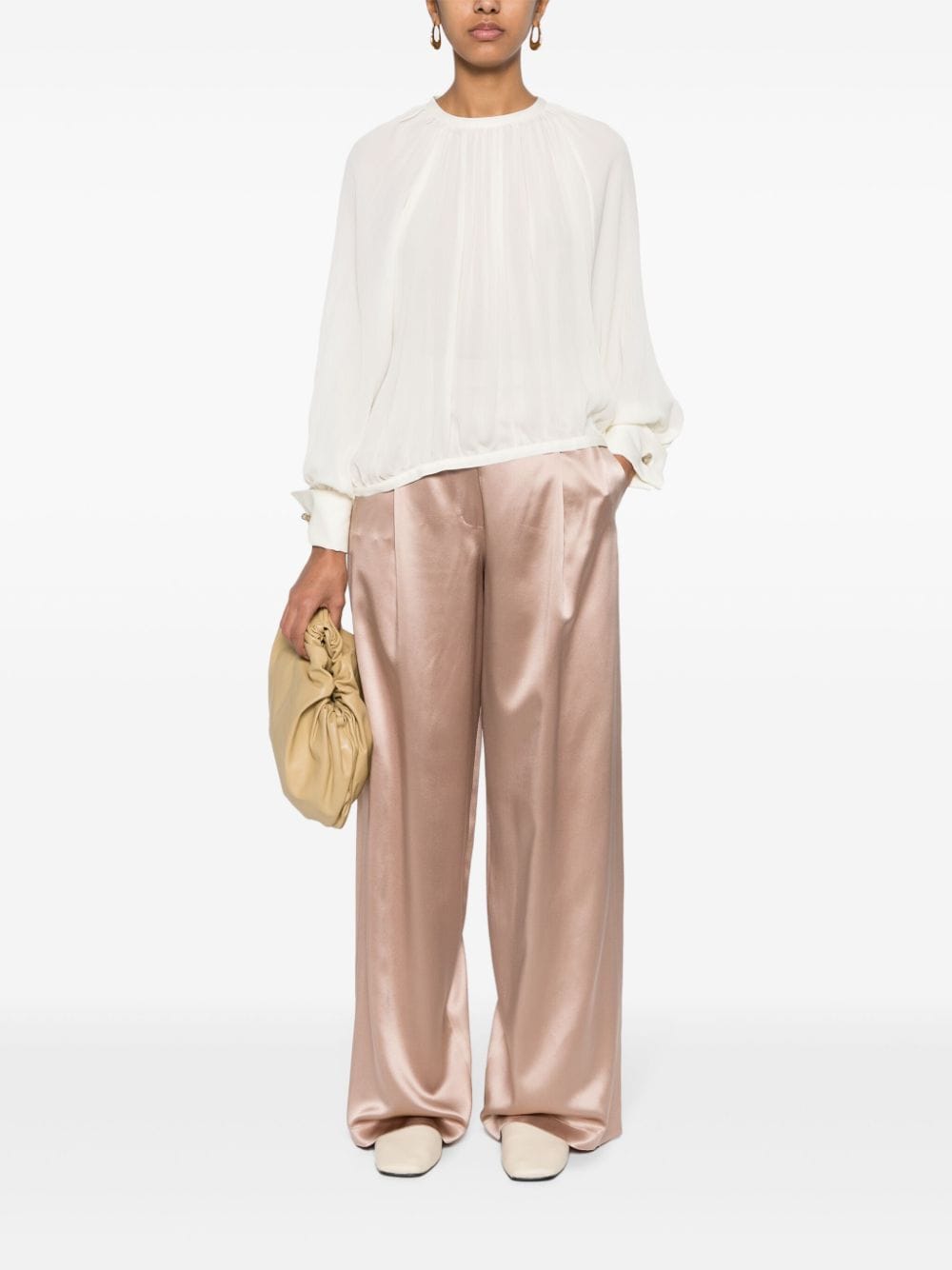 MAX MARA PIANOFORTE Wide-Leg Satin Silk Trousers