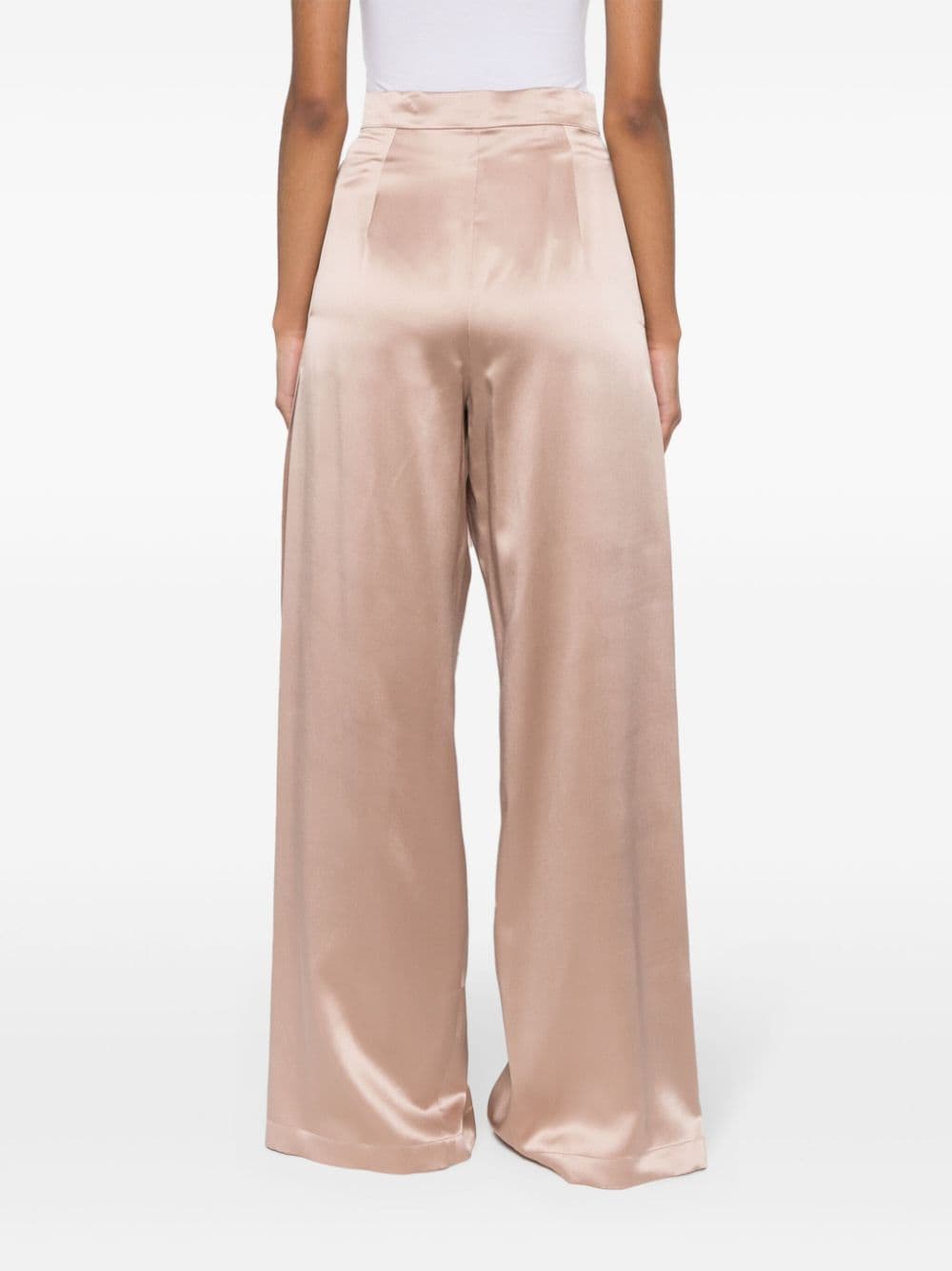 MAX MARA PIANOFORTE Wide-Leg Satin Silk Trousers