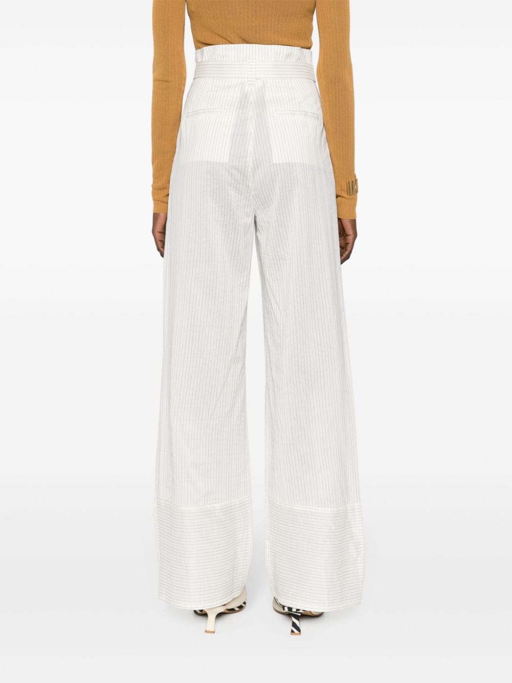 MAX MARA Women's Cotton and Silk Blend Wide Leg Trousers with Detachable Waist Belt