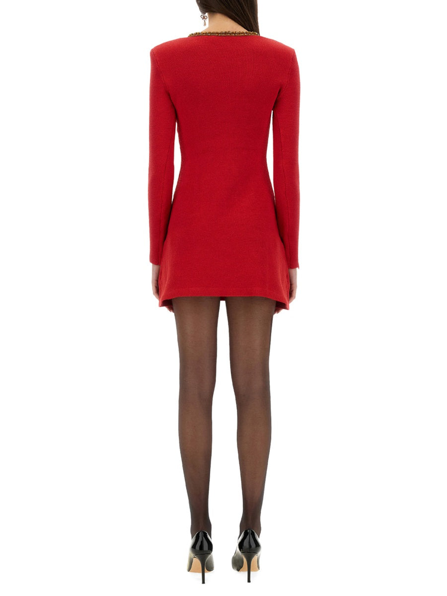 SELF-PORTRAIT Textured Knit Mini Dress - Slim Fit