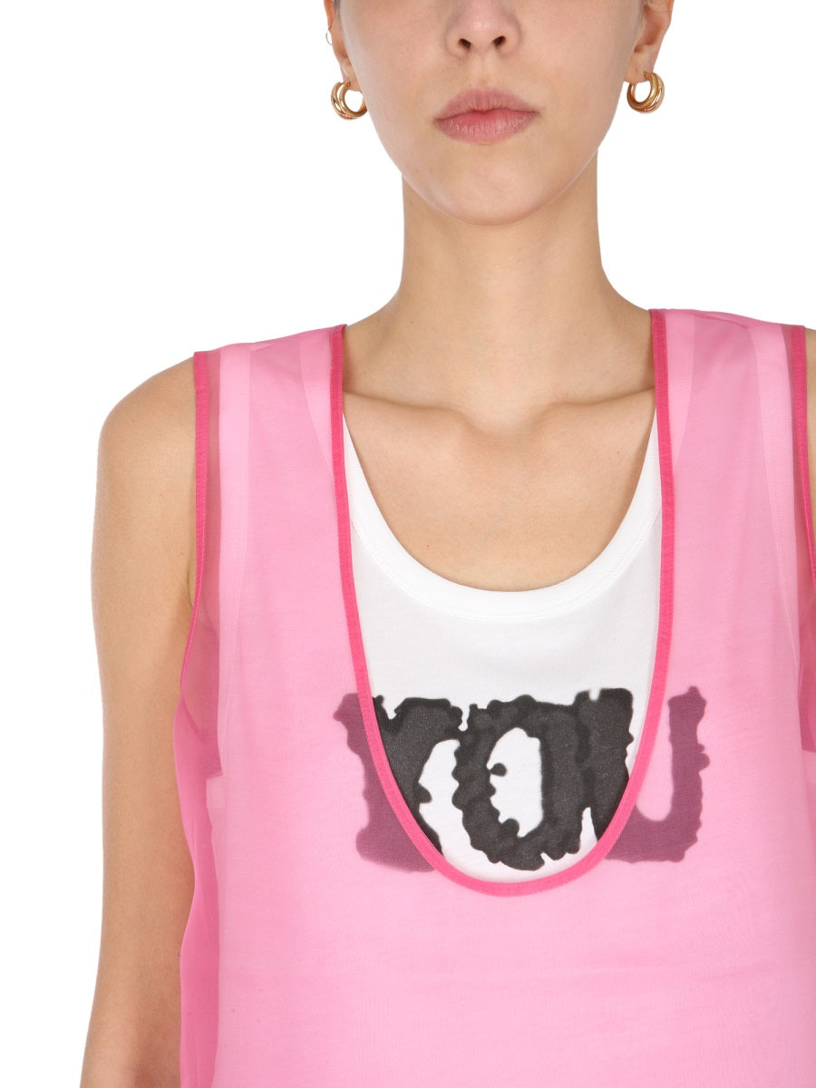 DRIES VAN NOTEN Double Silk Round Neck Top for Women