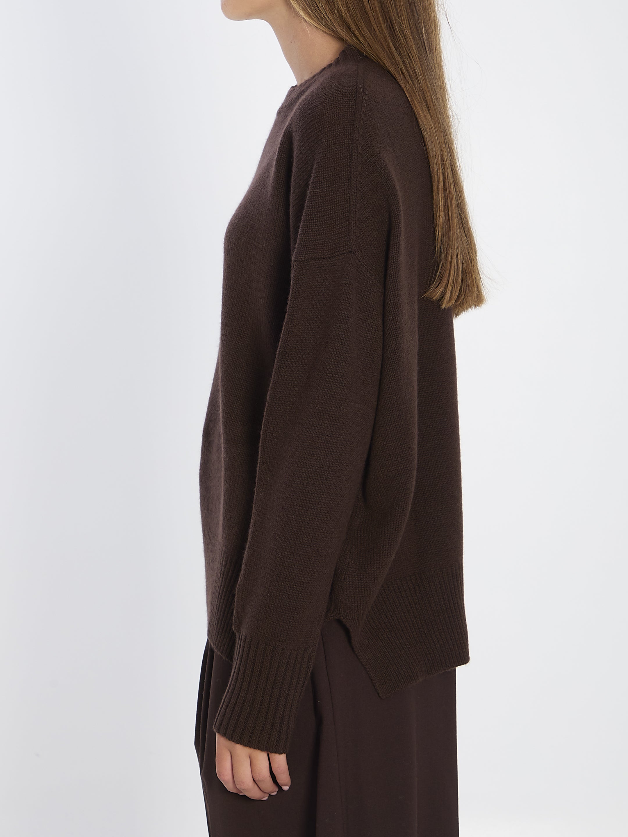 ALLUDE Relaxed Fit Cashmere Sweater with Ribbed Details - Size S