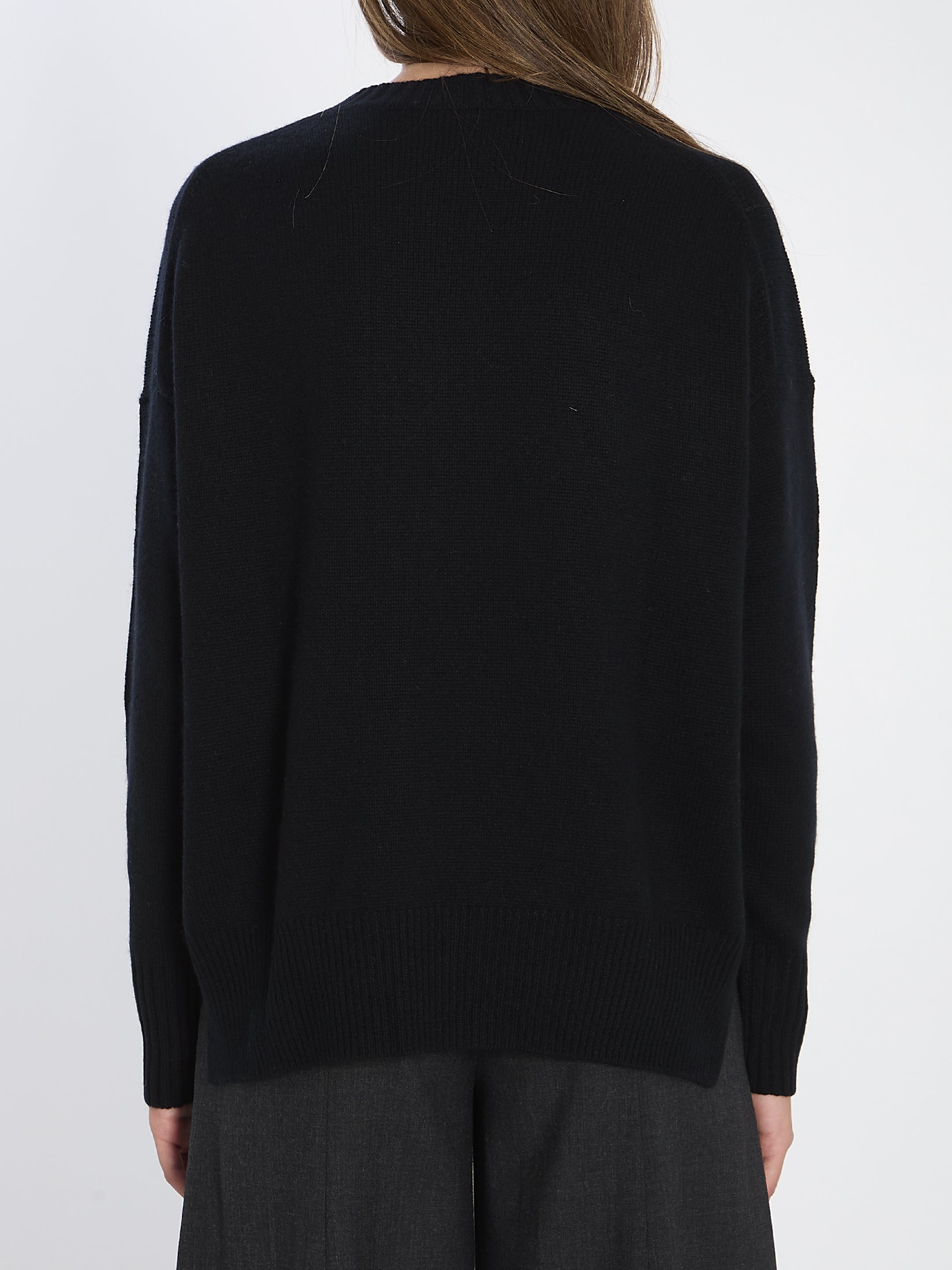 ALLUDE Cashmere Sweater with Ribbed Detail and Relaxed Fit, Size S