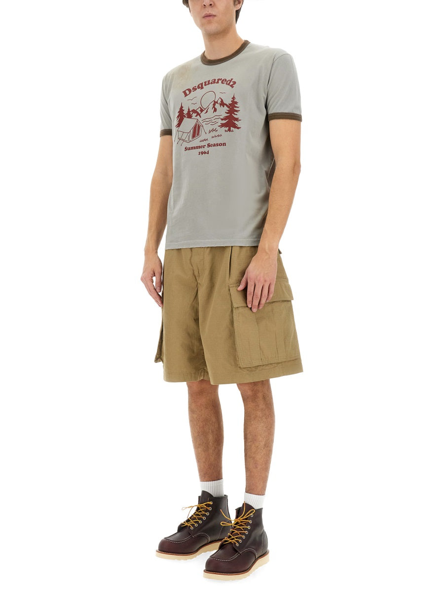 DSQUARED Graphic Print T-Shirt Size L for Men