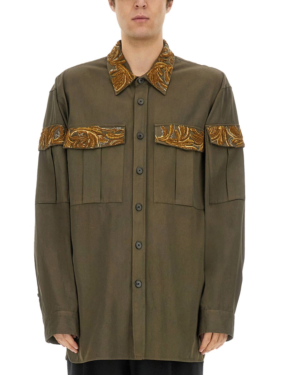 DRIES VAN NOTEN Embroidered Cotton Shirt for Men - Size L