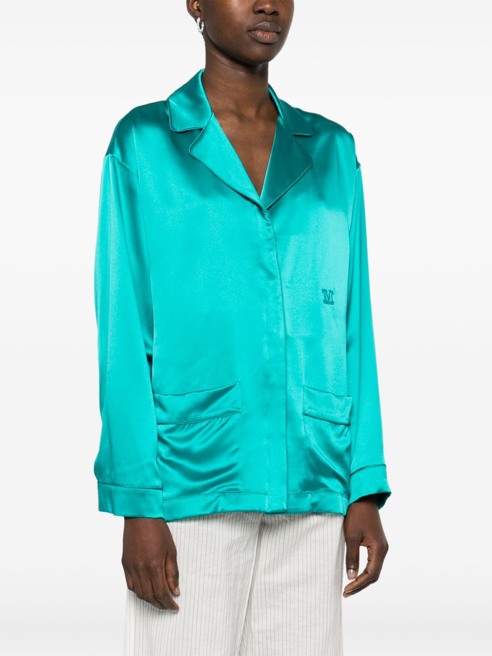 MAX MARA PIANOFORTE Silk Satin Notched Lapel Tunic