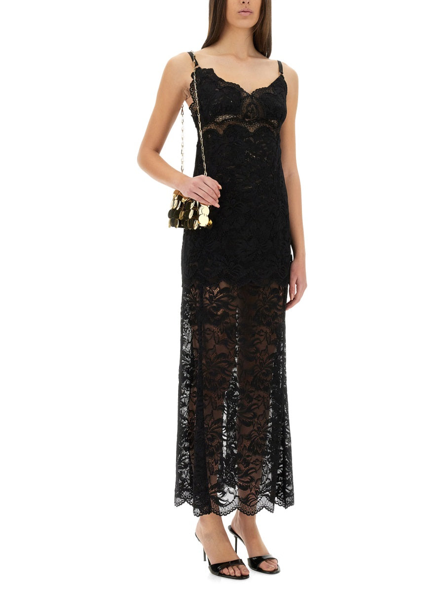 RABANNE Elegant Long Lace Dress - Size 38 FR