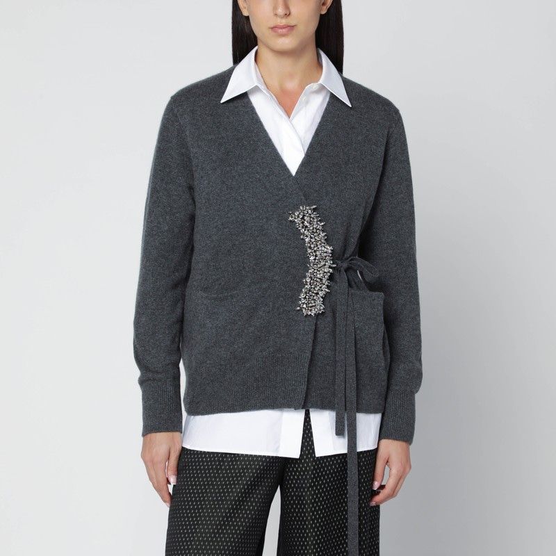 DRIES VAN NOTEN Cashmere Cardigan with Brooch Detail