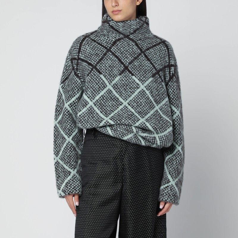 DRIES VAN NOTEN Checkered Design Alpaca-Wool Blend Sweater