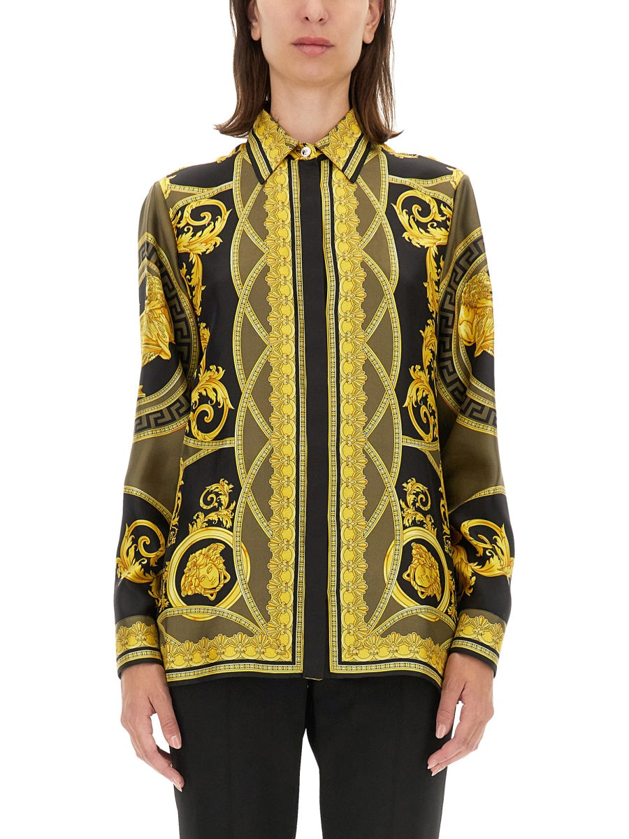 VERSACE Silk Coupe Des Dieux Shirt - Regular Fit, Size 40 IT