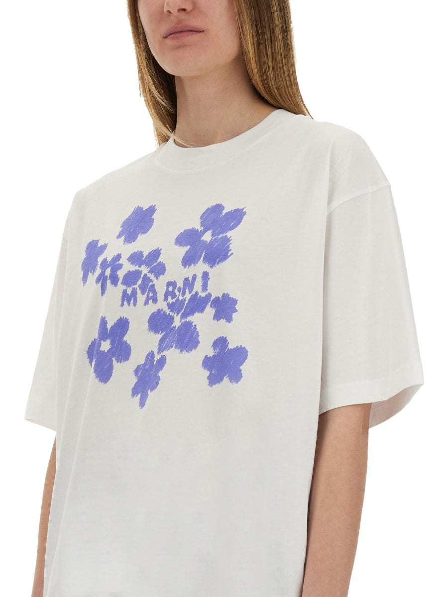 MARNI Boxy Fit T-Shirt with Print (Size 40 IT)