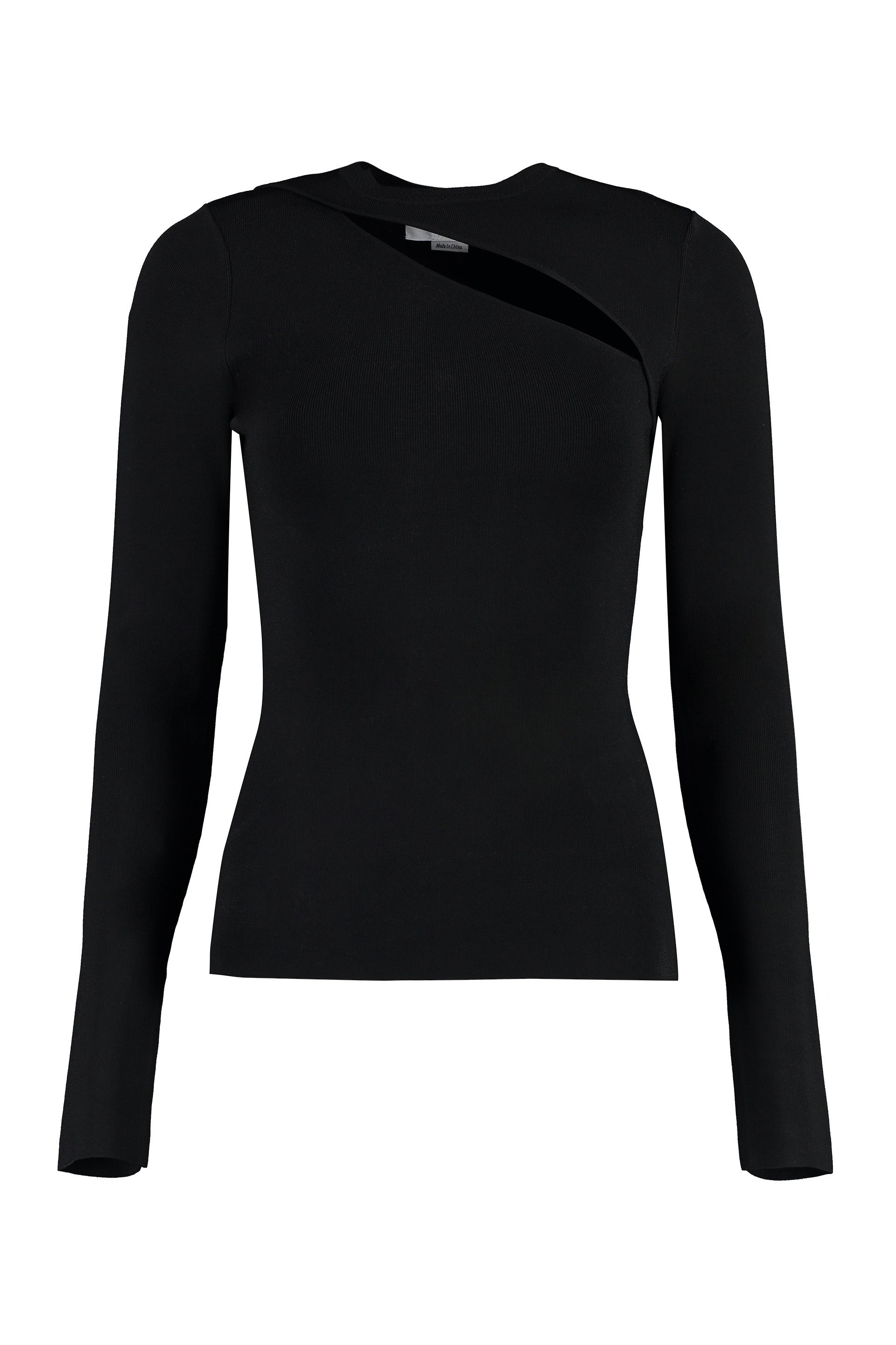 VICTORIA BECKHAM Cut-Out Front Detail Knit T-Shirt