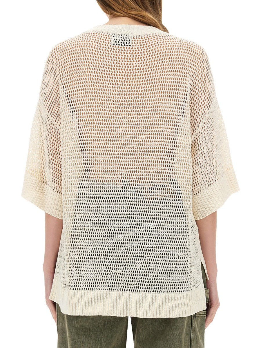 MOSCHINO JEANS Oversized Mesh Shirt with Logo - Size S