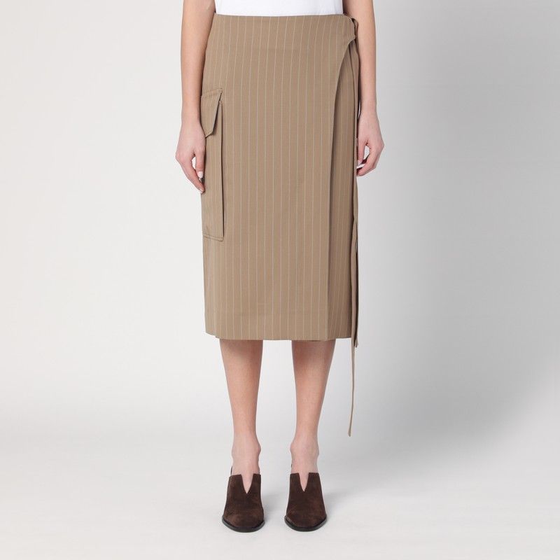 VICTORIA BECKHAM Pinstriped Wrap Skirt