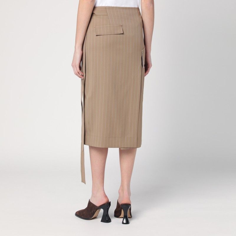 VICTORIA BECKHAM Pinstriped Wrap Skirt