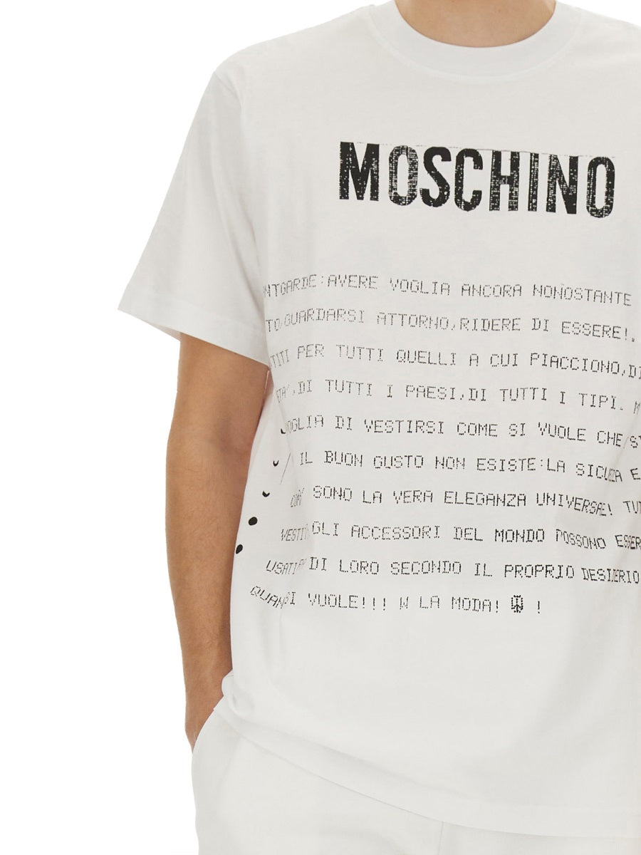 MOSCHINO Message Print Regular Fit T-Shirt - Size L