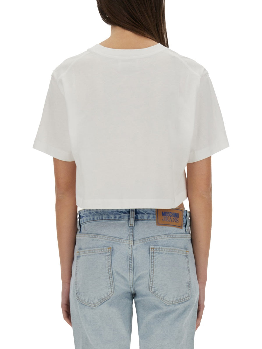 MOSCHINO JEANS Mini Cropped T-Shirt with Ice-Cream Print