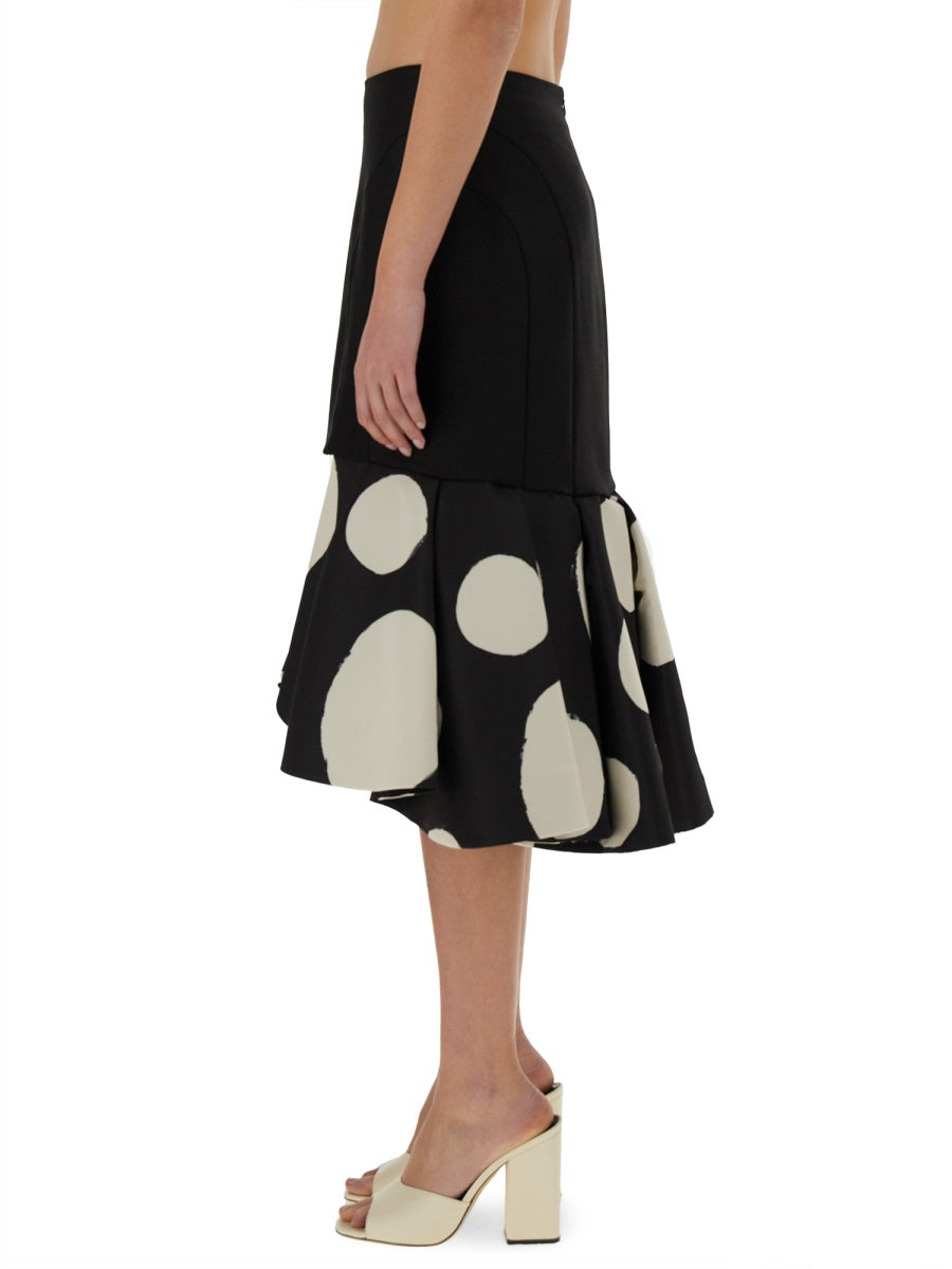 NINA RICCI MIDI SKIRT WITH DOUBLE RUFFLES - SIZE 36