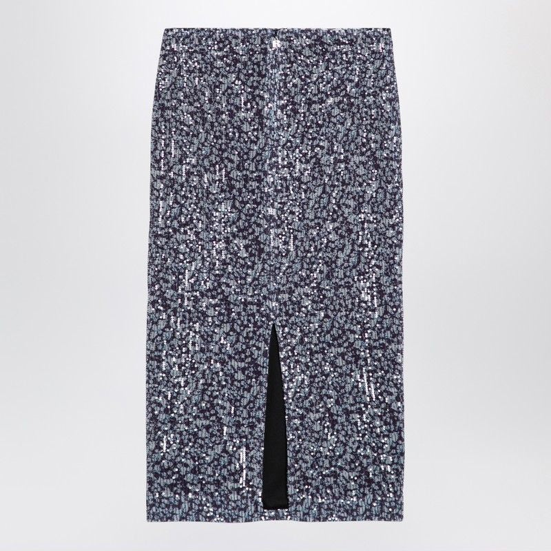 ROTATE BIRGERCHRISTENSEN Sequin Midi Skirt with Radiant Print