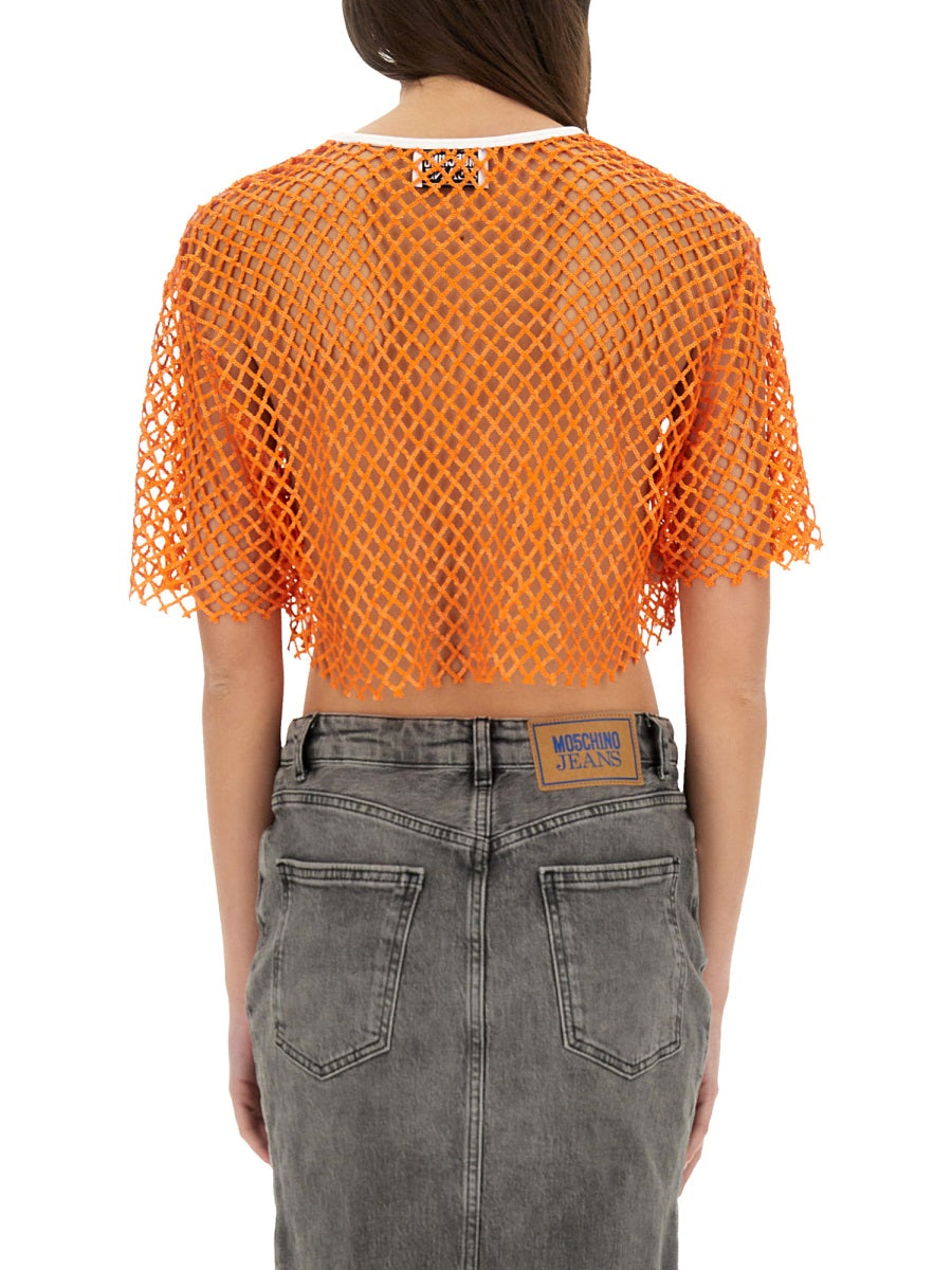 MOSCHINO JEANS Cropped Mesh Mini Top