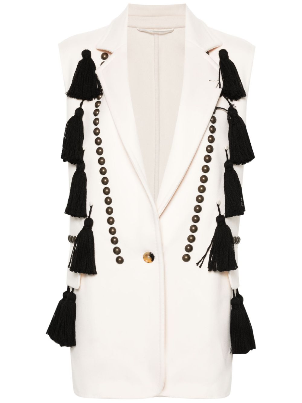 MAX MARA Studded Wool Vest with Large Tassel Detail