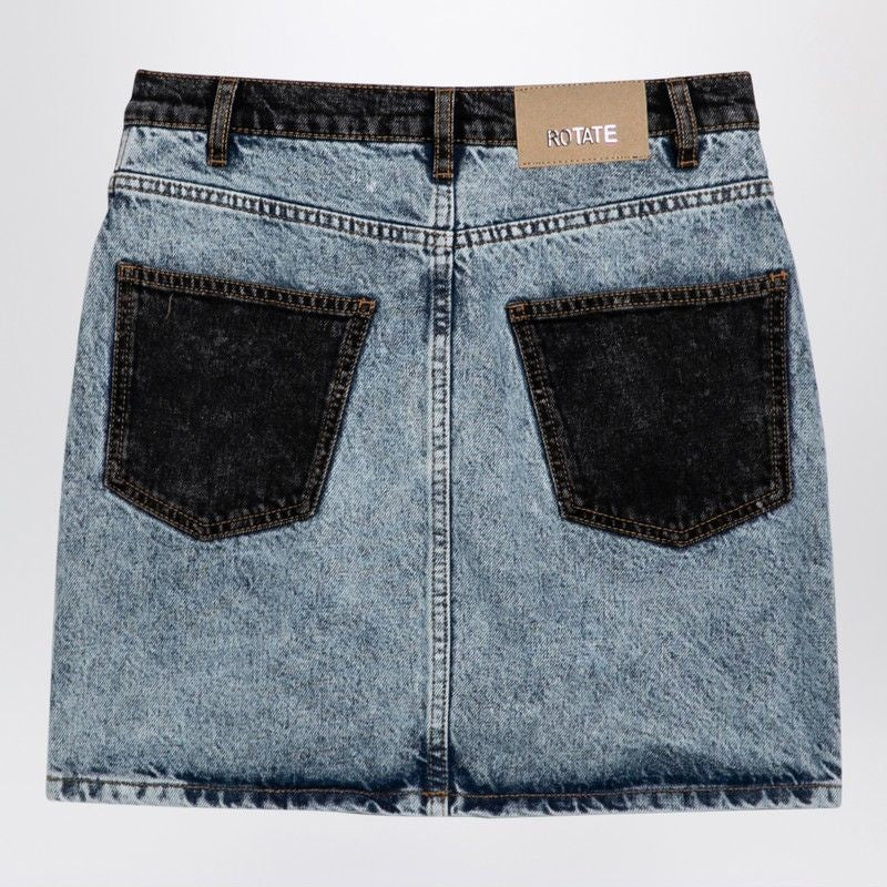 ROTATE BIRGERCHRISTENSEN Patchwork Mini Skirt in Organic Denim