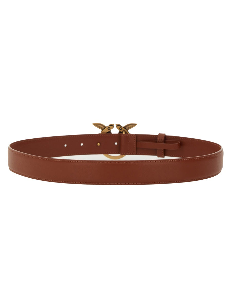 PINKO Mini Leather Belt with Love Berry Design - 3 CM
