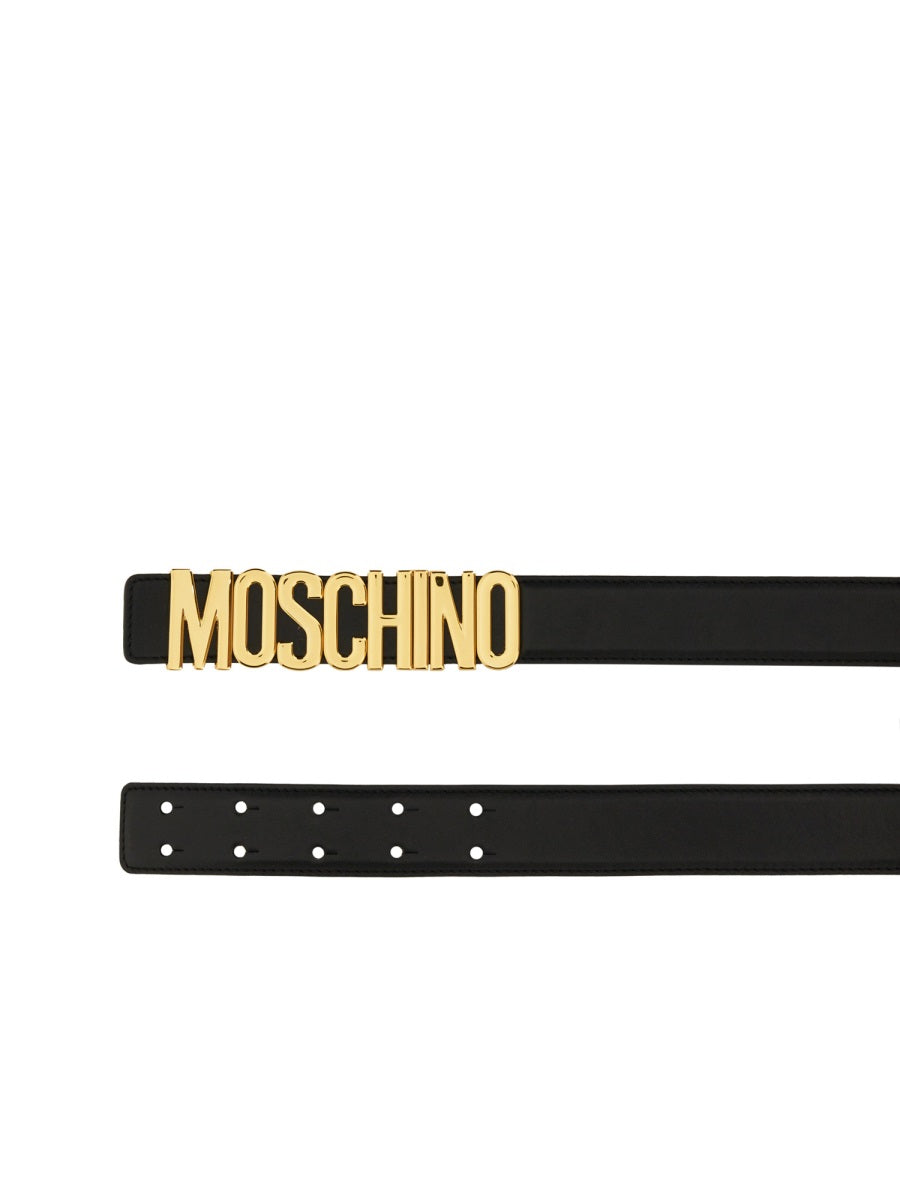 MOSCHINO Premium Leather Logo Belt