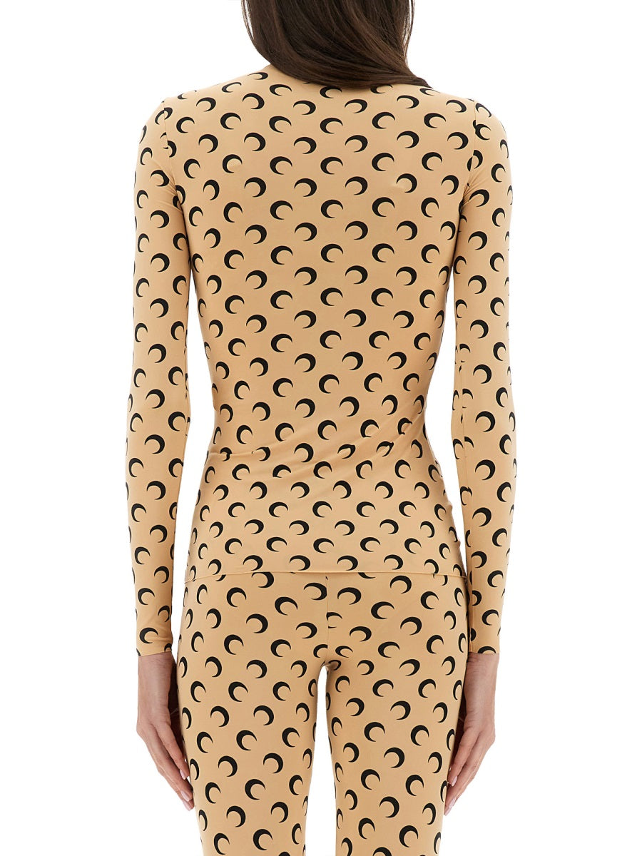 MARINE SERRE Slim Fit Moon Turtleneck T-Shirt - Women’s S