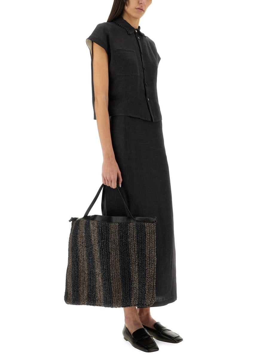 ALYSI Linen Skirt with Slit - Regular Fit