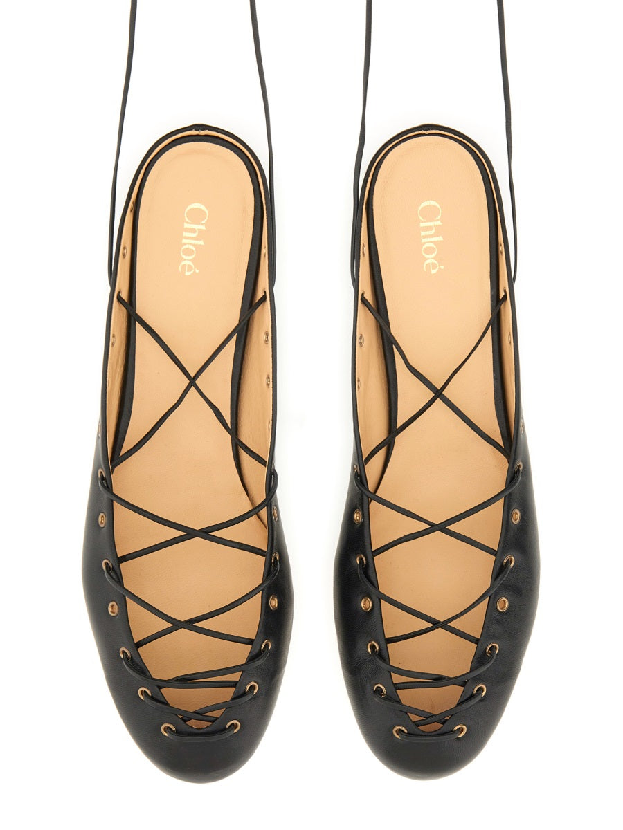 CHLOÉ Elegant Ballerina Flats with Ghillies Design