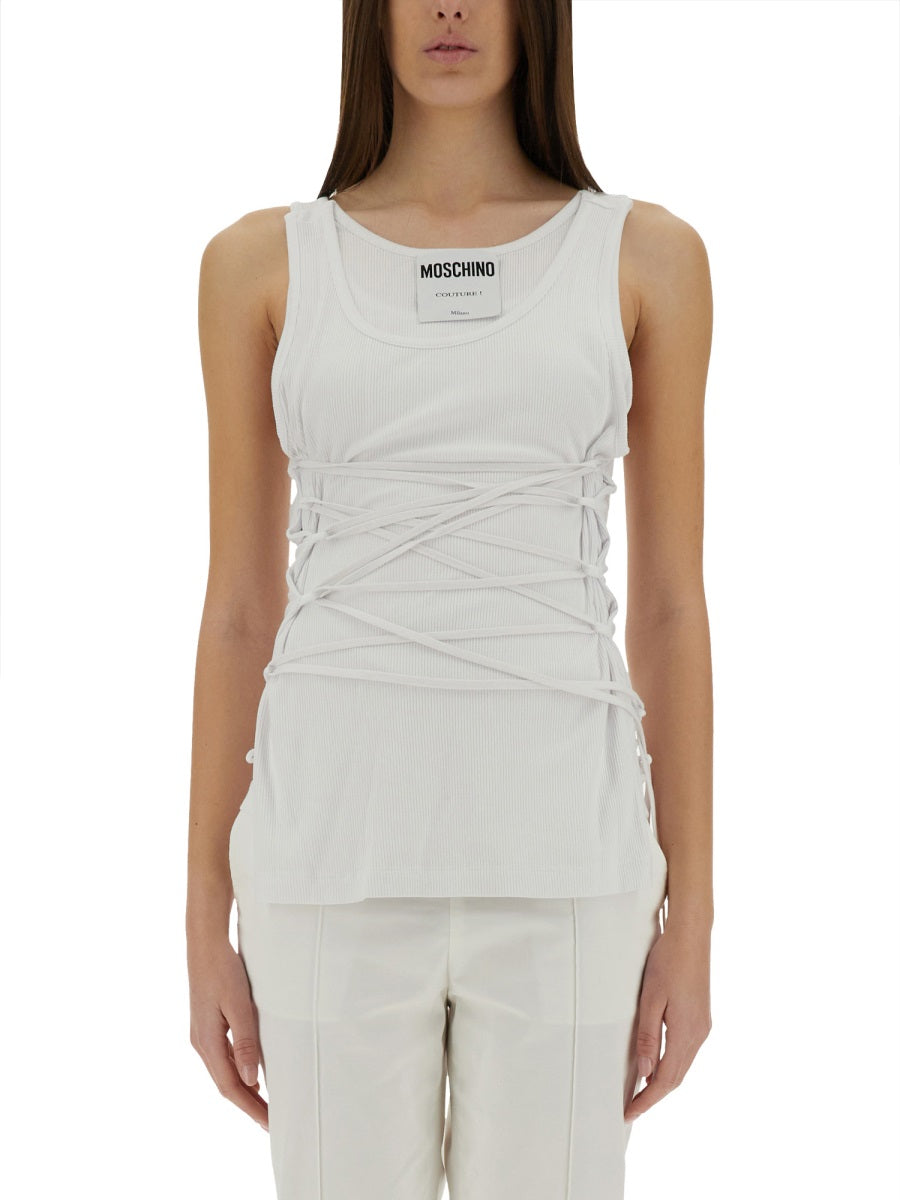 MOSCHINO Slim Fit Tank Top with Laces - Size 38 IT