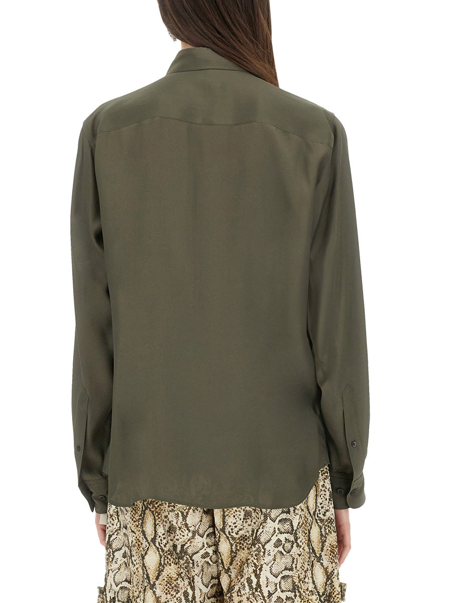 DRIES VAN NOTEN Silk Blend Satin Shirt - Regular Fit