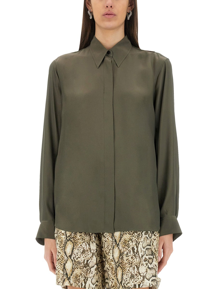 DRIES VAN NOTEN Silk Blend Satin Shirt - Regular Fit