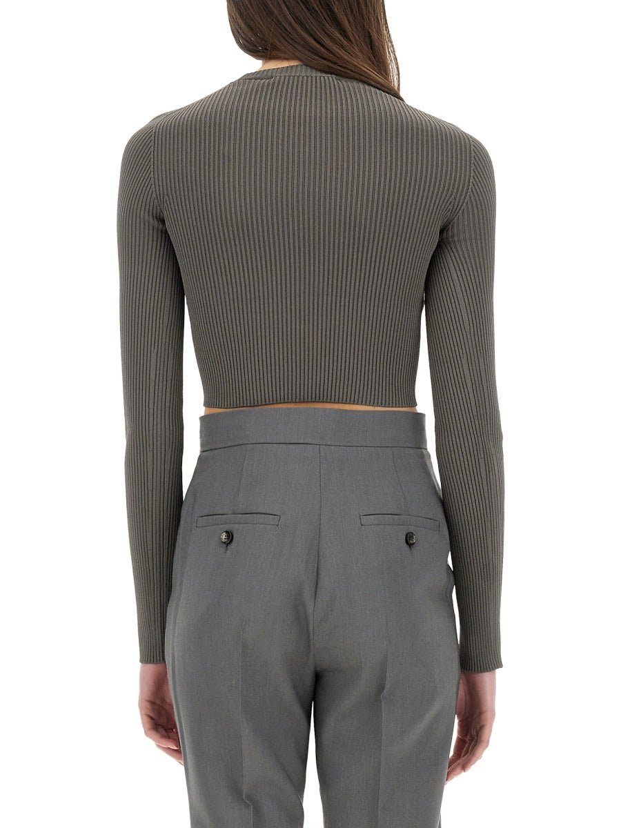 MAX MARA Slim Fit Viscose Crepe Crop Top - Size S