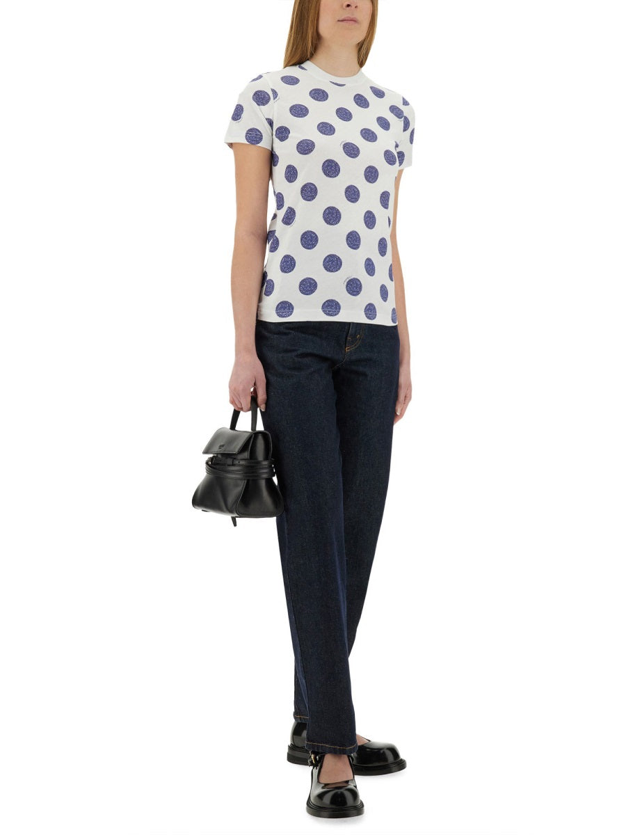 MOSCHINO Ballpoint Pen Polka Dots Regular Fit T-Shirt (Size S)