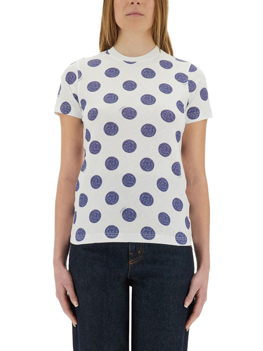 MOSCHINO Ballpoint Pen Polka Dots Regular Fit T-Shirt (Size S)