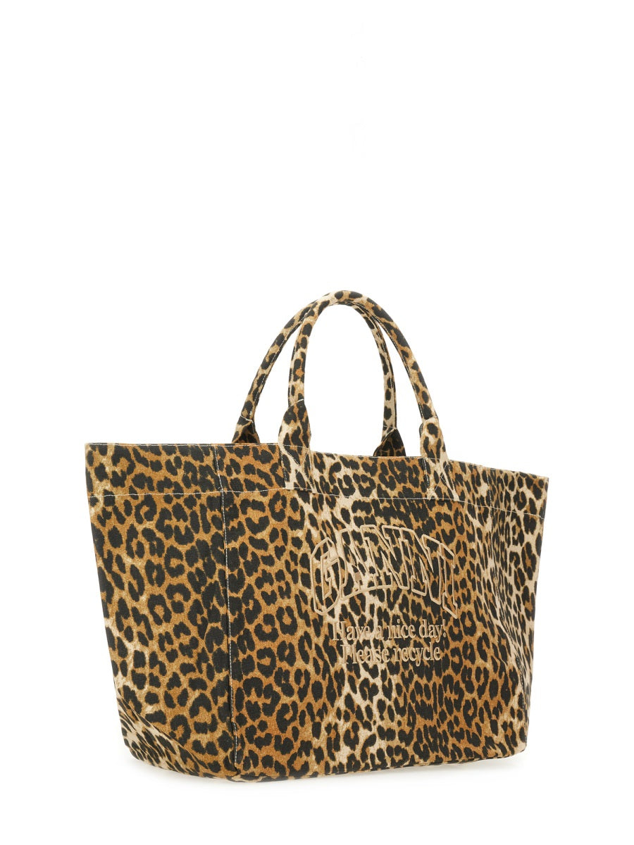 GANNI Mini Animal Print Tote Handbag