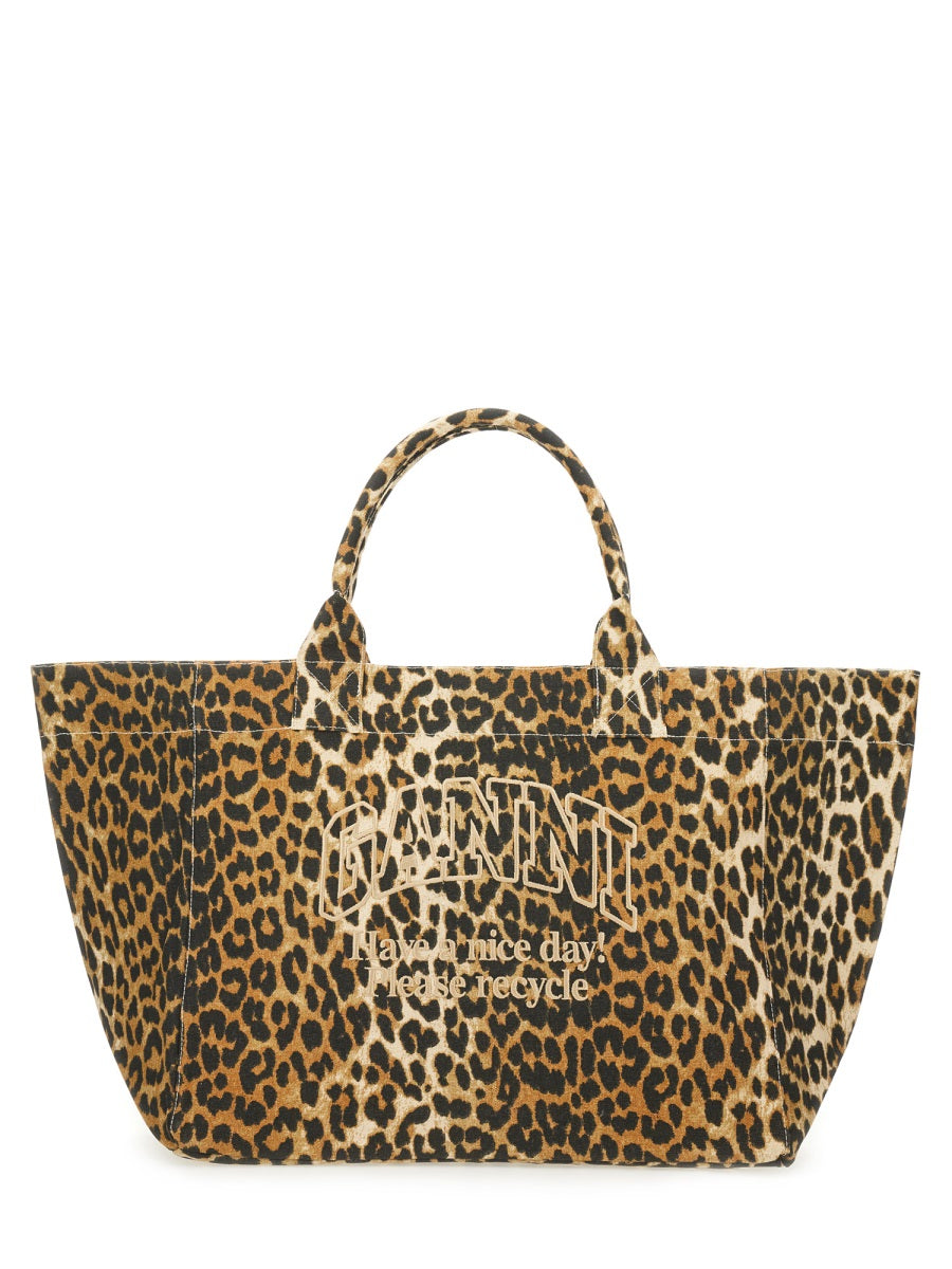 GANNI Mini Animal Print Tote Handbag
