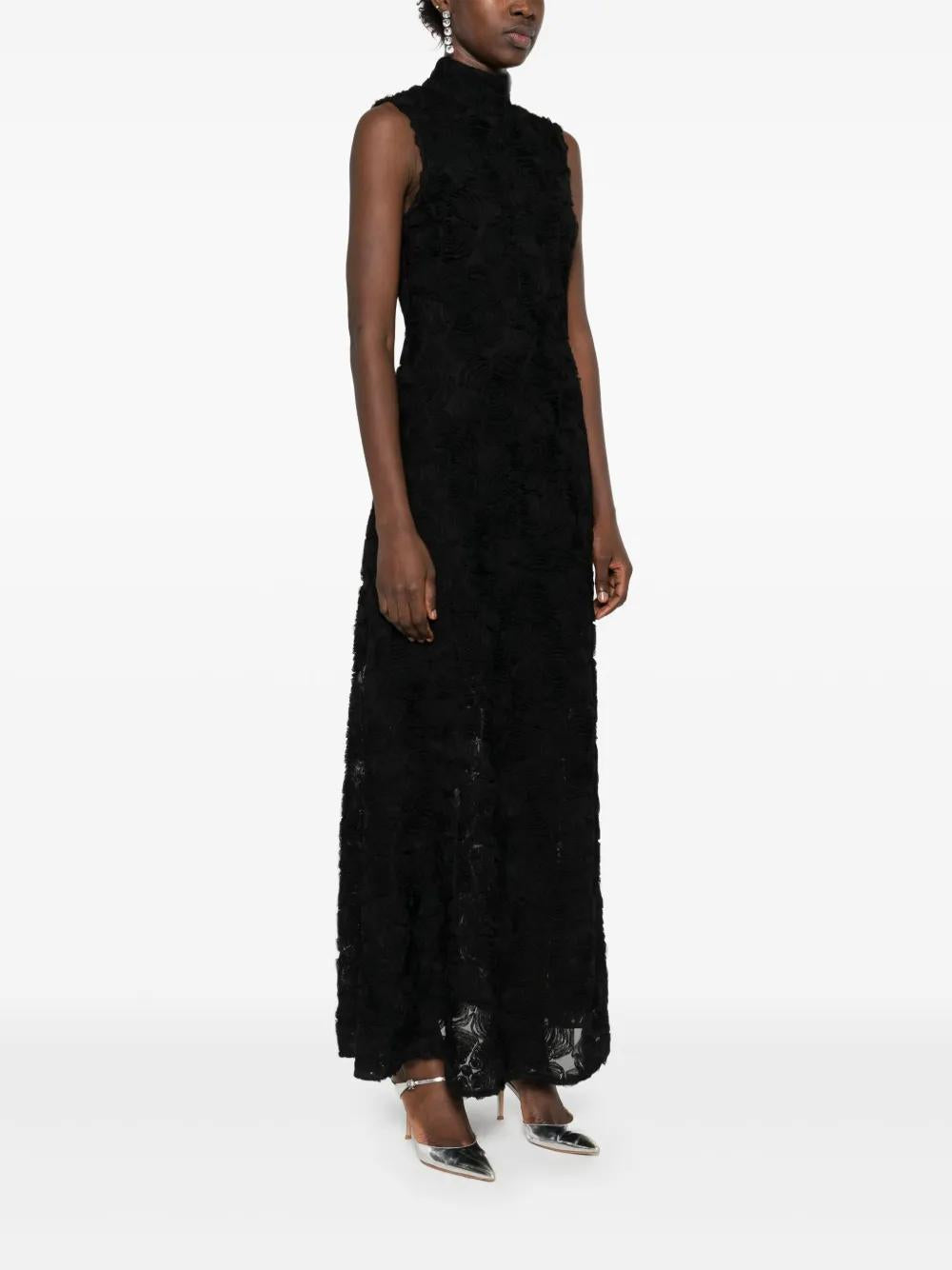 ROTATE BIRGERCHRISTENSEN Elegant Floral Mesh Maxi Dress